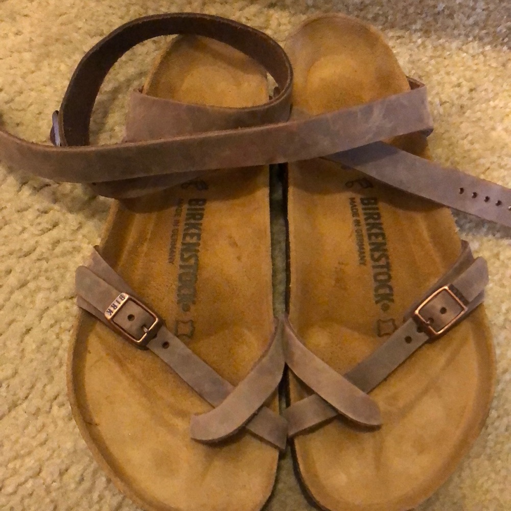 Tanned brown Birkenstocks